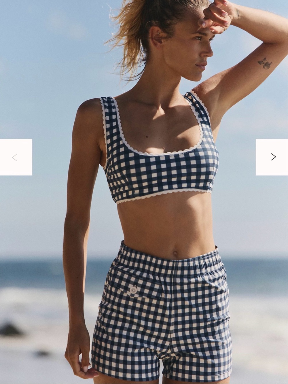 Hammies Gingham Swim Shorts NWT UPF 50 30 Navy White Preppy Beach FP Movement